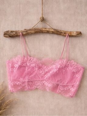 Free People Nolita Longline Bralette Pink Lace Bralette size Medium
